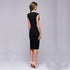 Deep V split solid color pencil skirt - ROUTINE FASHION
